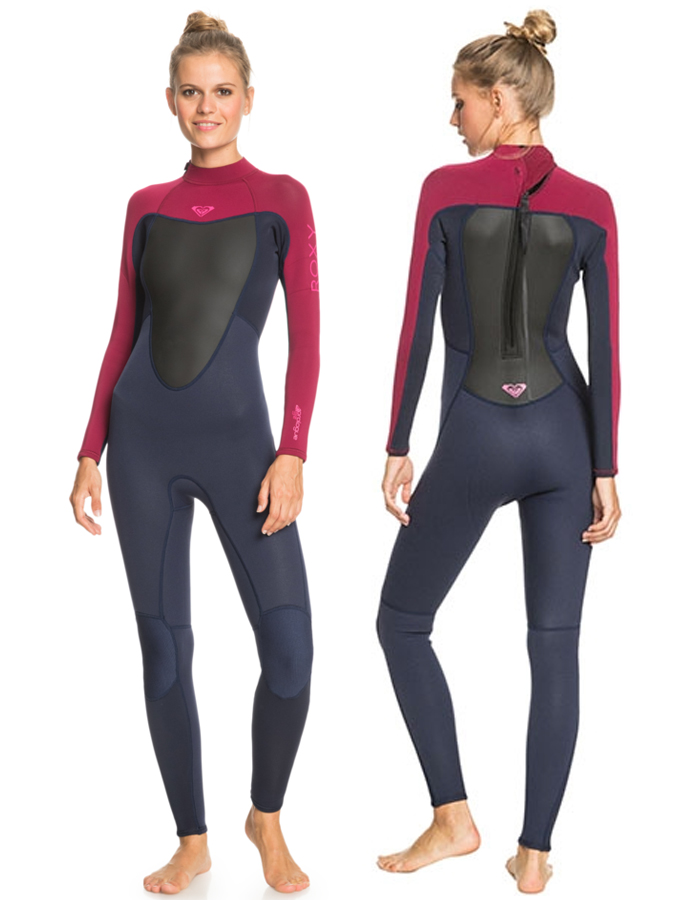 ROXY 4/3 PROLOGUE BACK ZIP WETSUIT FOR WOMEN BLUE RED