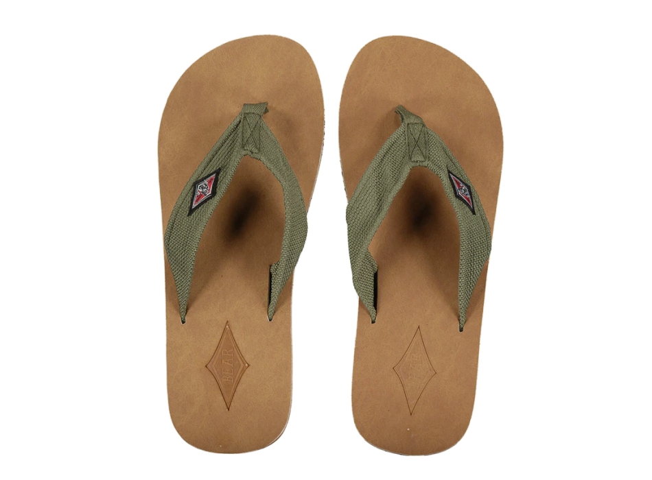 BEAR SURFBOARDS CORKMAN CNVS GREEN FLIP FLOPS