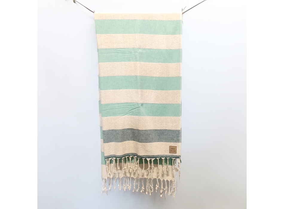 CUSTOM SHELLS BEACH TOWEL DEL MAR AQUA