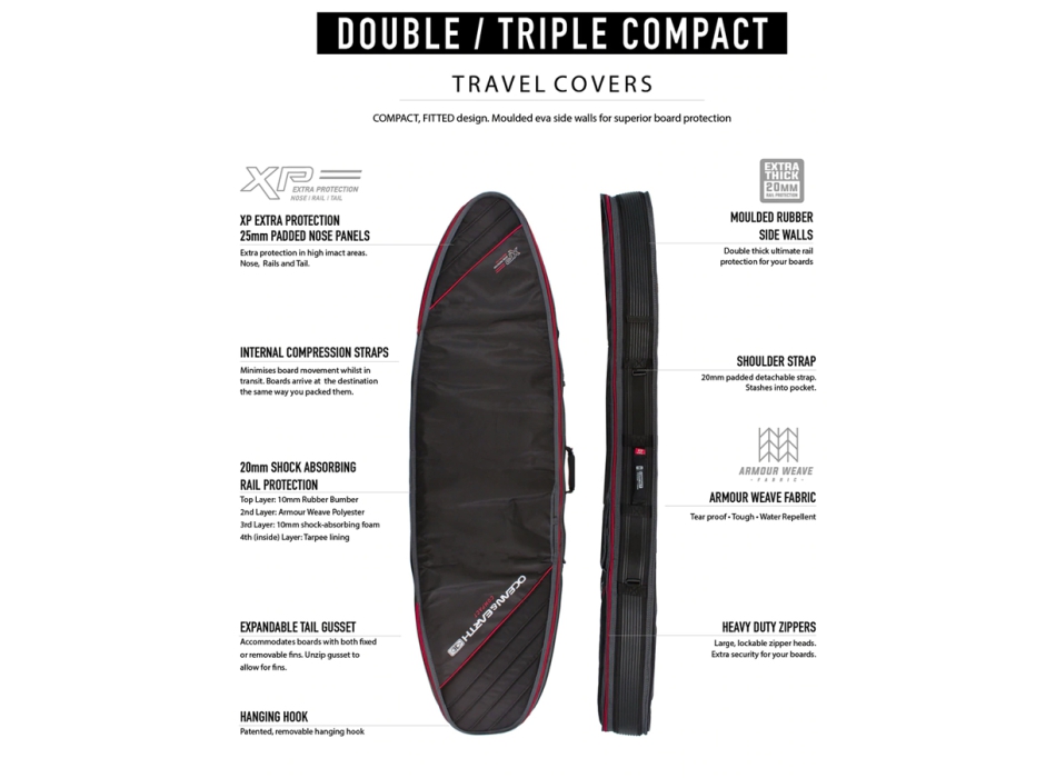 OCEAN & EARTH TRIPLE COMPACT SHORTBOARD COVER 6'0"