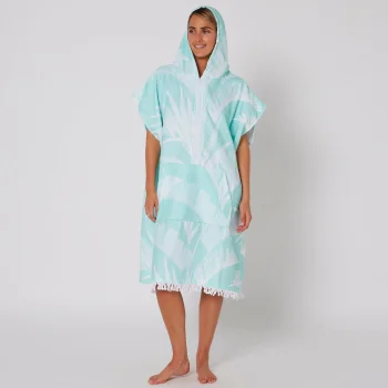 OCEAN & EARTH LADIES HOODED PONCHO MICROFIBRE ZIP MINT