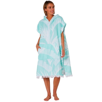 OCEAN & EARTH LADIES HOODED PONCHO MICROFIBRE ZIP MINT