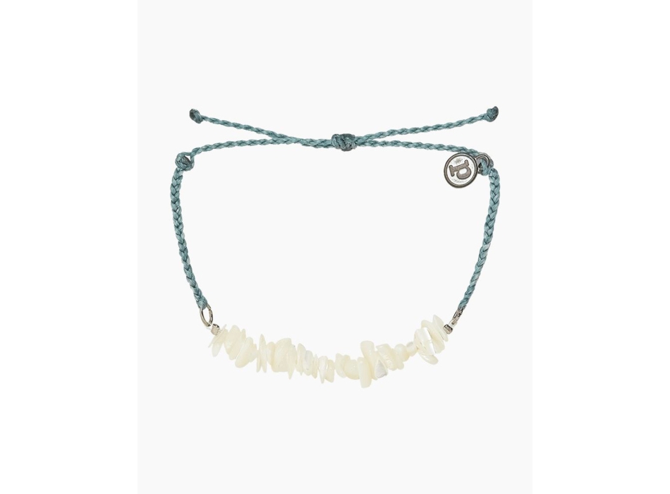 PURA VIDA BRACELETS MOTHER OF PEARL SHELL CHIP SMOKE BLUE