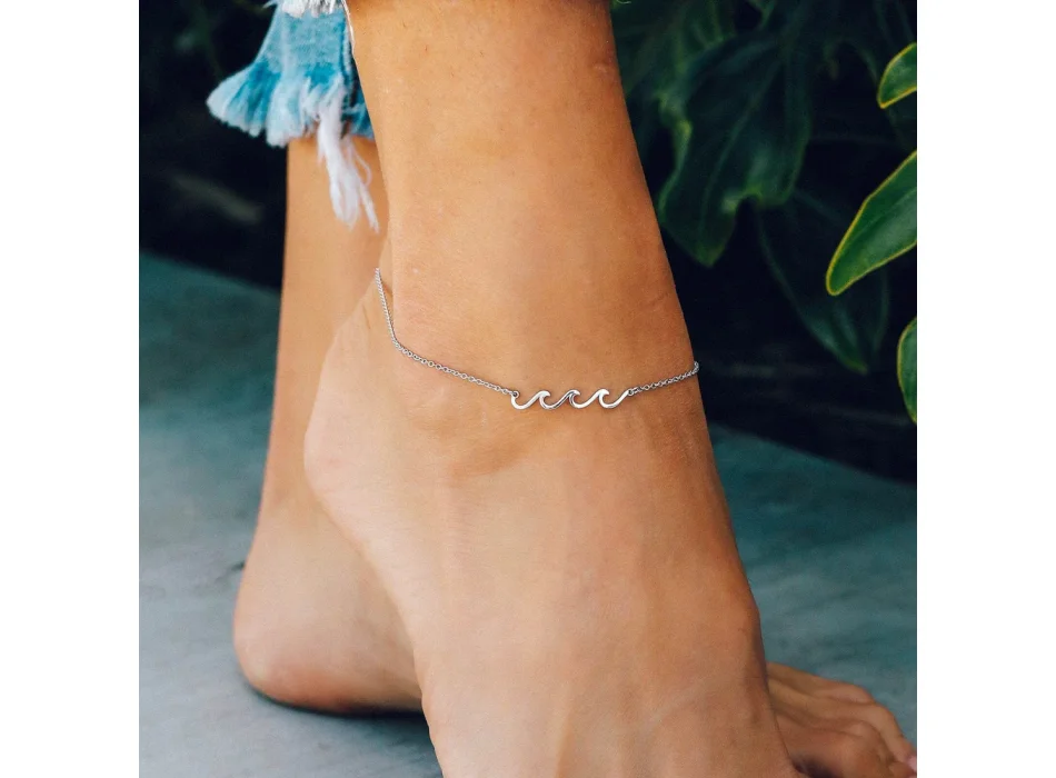 PURA VIDA SILVER DELICATE WAVE ANKLET SILVER