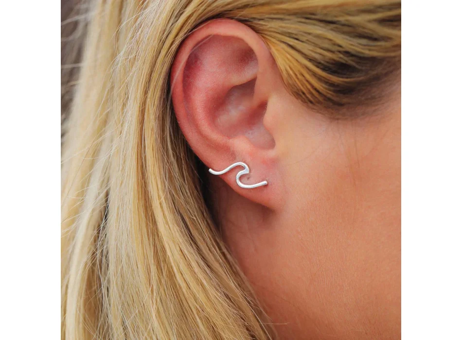 PURA VIDA WAVE EAR CLIMBER SILVER