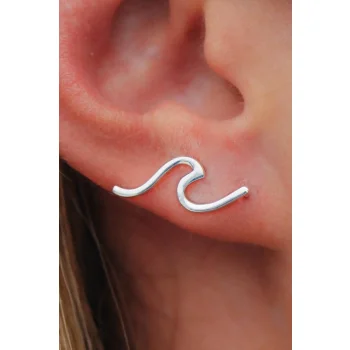 PURA VIDA WAVE EAR CLIMBER SILVER