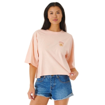 RIP CURL ALOHA WITH LOVE HERITAGE CROP TEE LIGHT PEACH