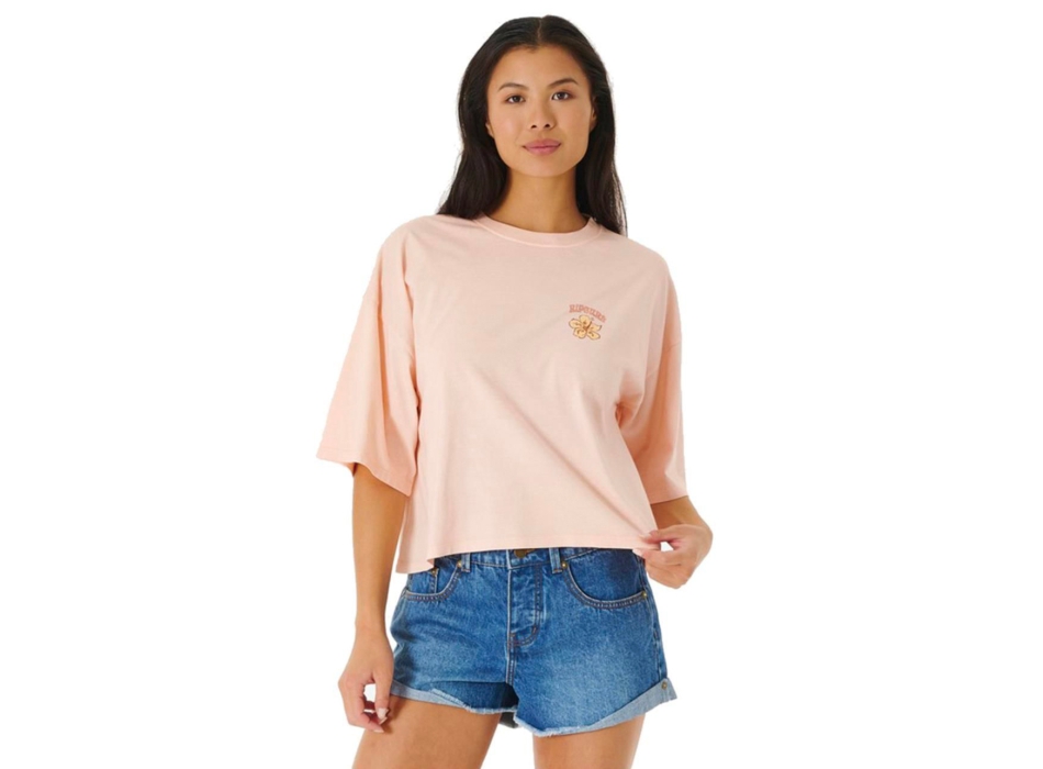 RIP CURL ALOHA WITH LOVE HERITAGE CROP TEE LIGHT PEACH