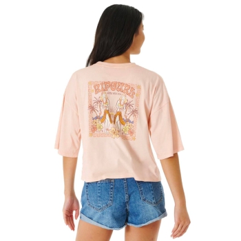 RIP CURL ALOHA WITH LOVE HERITAGE CROP TEE LIGHT PEACH