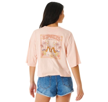 RIP CURL ALOHA WITH LOVE HERITAGE CROP TEE LIGHT PEACH