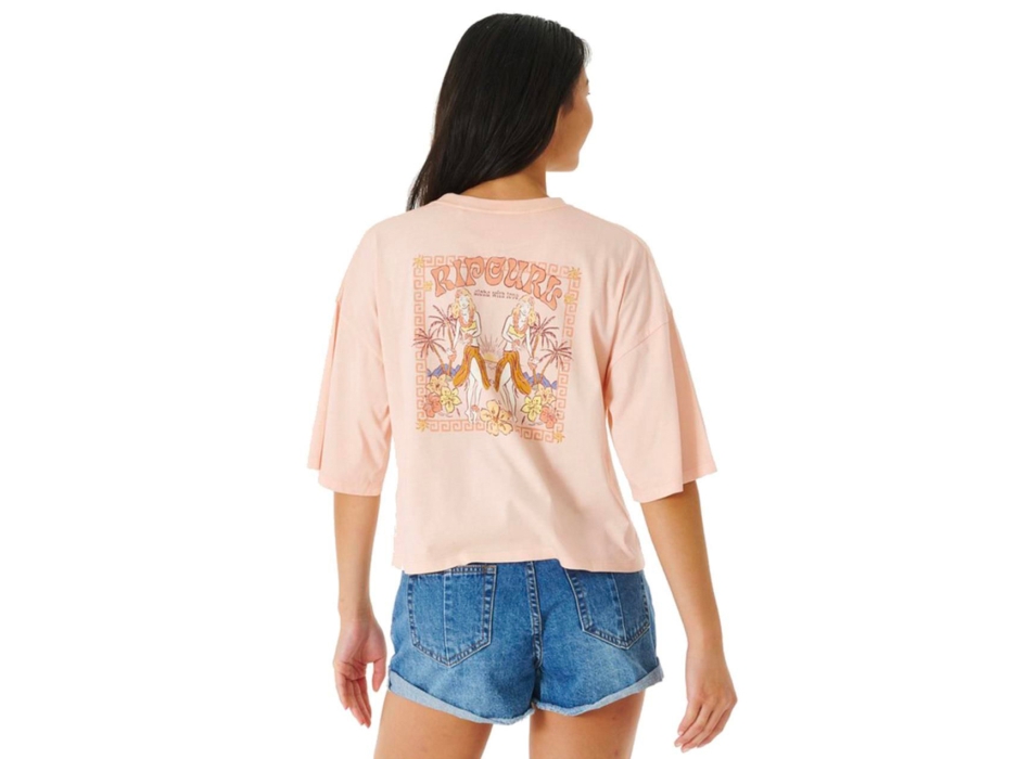 RIP CURL ALOHA WITH LOVE HERITAGE CROP TEE LIGHT PEACH