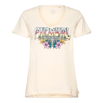 RIP CURL BLOCK PARTY V TEE DONNA OFF WHITE