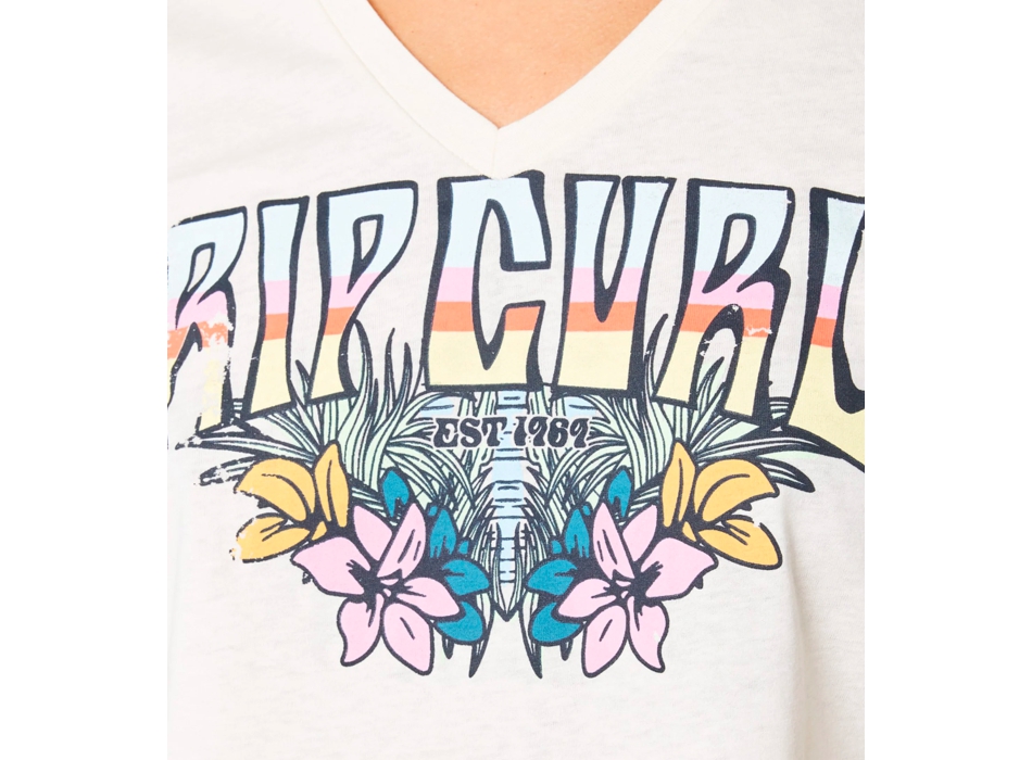 RIP CURL BLOCK PARTY V TEE DONNA OFF WHITE