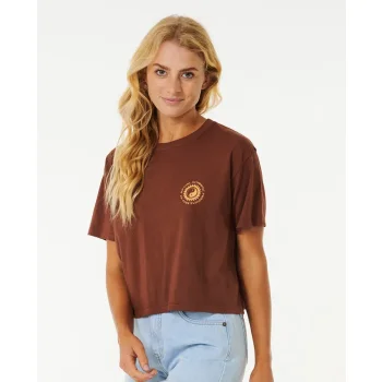 RIP CURL CELESTIAL SUN HERITAGE CROP TEE BROWN