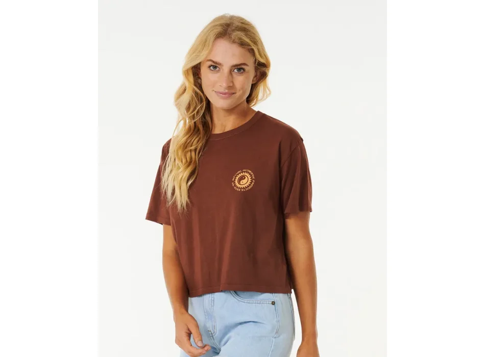 RIP CURL CELESTIAL SUN HERITAGE CROP TEE BROWN