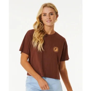 RIP CURL CELESTIAL SUN HERITAGE CROP TEE BROWN