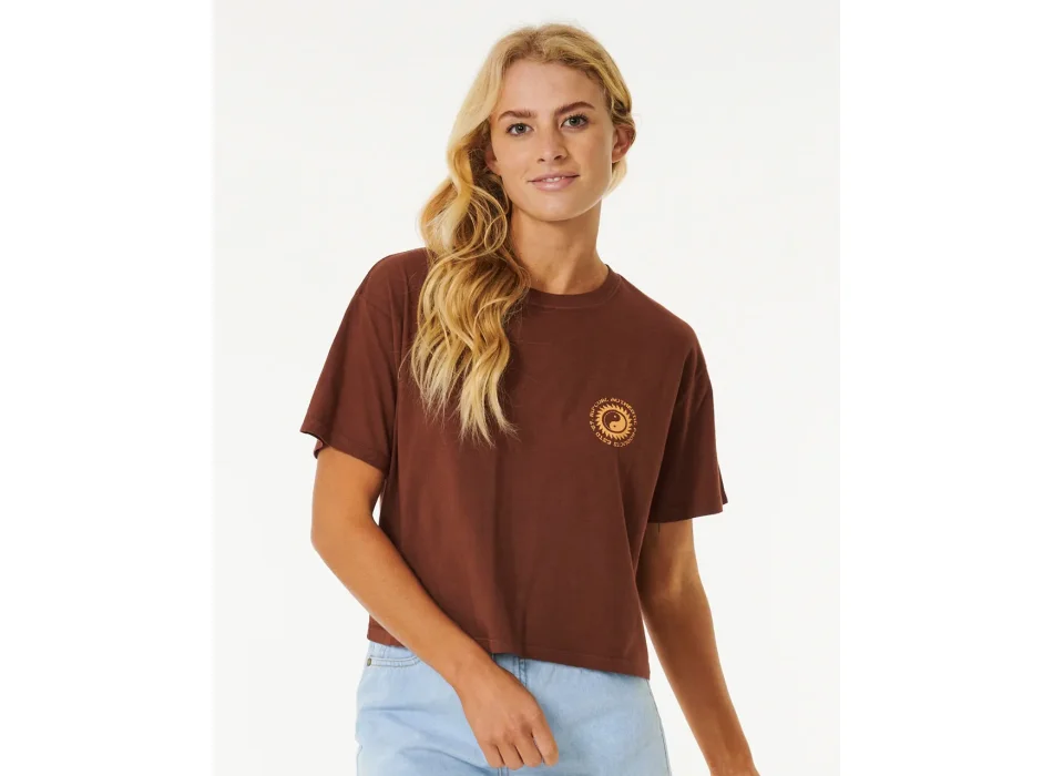 RIP CURL CELESTIAL SUN HERITAGE CROP TEE BROWN