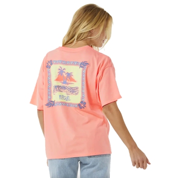 RIP CURL ISLAND STANDARD TEE DONNA BRIGHT PEACH