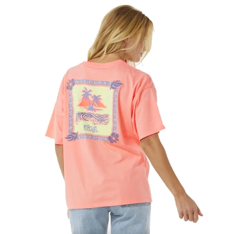 RIP CURL ISLAND STANDARD TEE DONNA BRIGHT PEACH