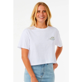 RIP CURL ROLLING CURL CROP TEE OPTICAL WHITE