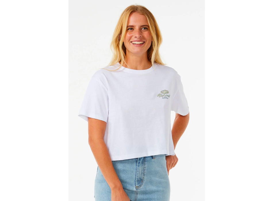 RIP CURL ROLLING CURL CROP TEE OPTICAL WHITE