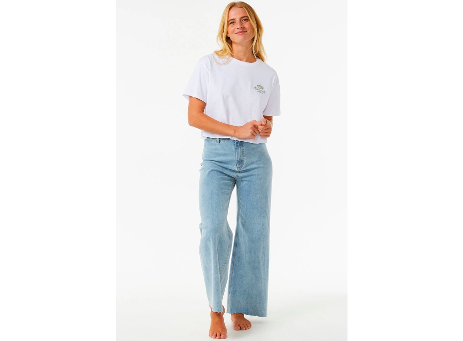 RIP CURL ROLLING CURL CROP TEE OPTICAL WHITE