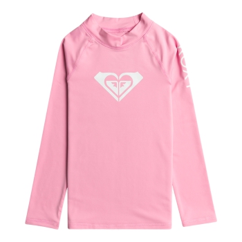 ROXY WHOLE HEARTED LONG SLEEVE GIRL UPF 50 RASH GUARD PRISM PINK