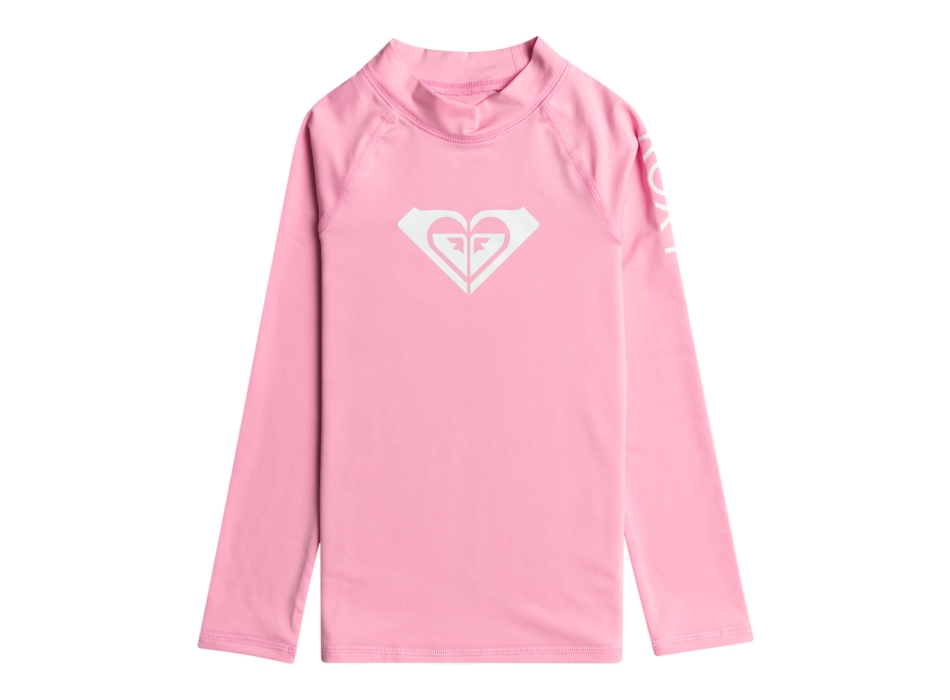 ROXY WHOLE HEARTED LONG SLEEVE GIRL UPF 50 RASH GUARD PRISM PINK