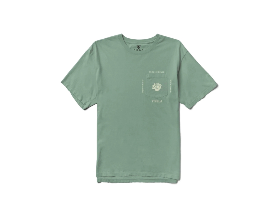 VISSLA WAVE RACERS ORGANIC POCKET TEE JADE